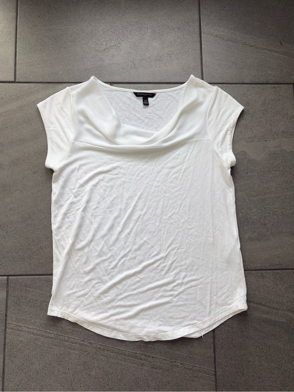 Banana Republic Women’s Cowl Neck Top White Cap Sleeve Cotton Blouse XS